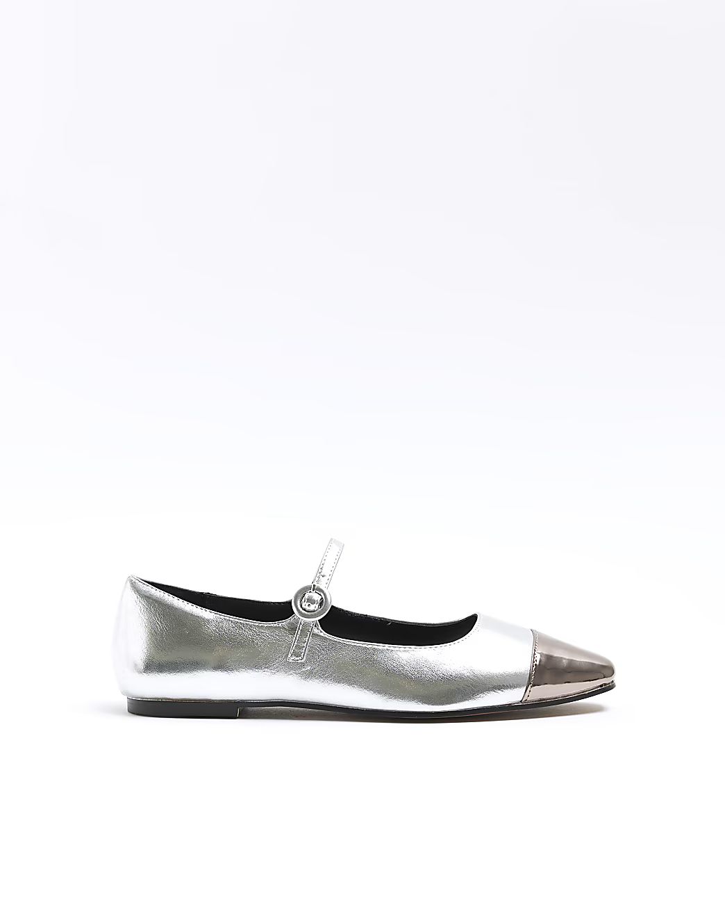Silver flat ballet shoes | River Island (UK & IE)