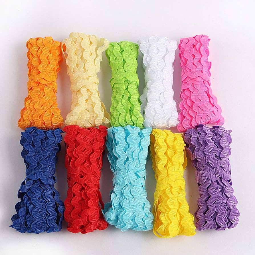 50Yards Colorful Wave Bending Fringe Trim 5mm Rick Rack Sewing Ribbons for DIY Clothes Dress Gift... | Amazon (US)