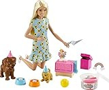 Barbie Doll (11.5-inch Blonde) and Puppy Party Playset with 2 Pet Puppies, Dough, Cake Mold and A... | Amazon (US)