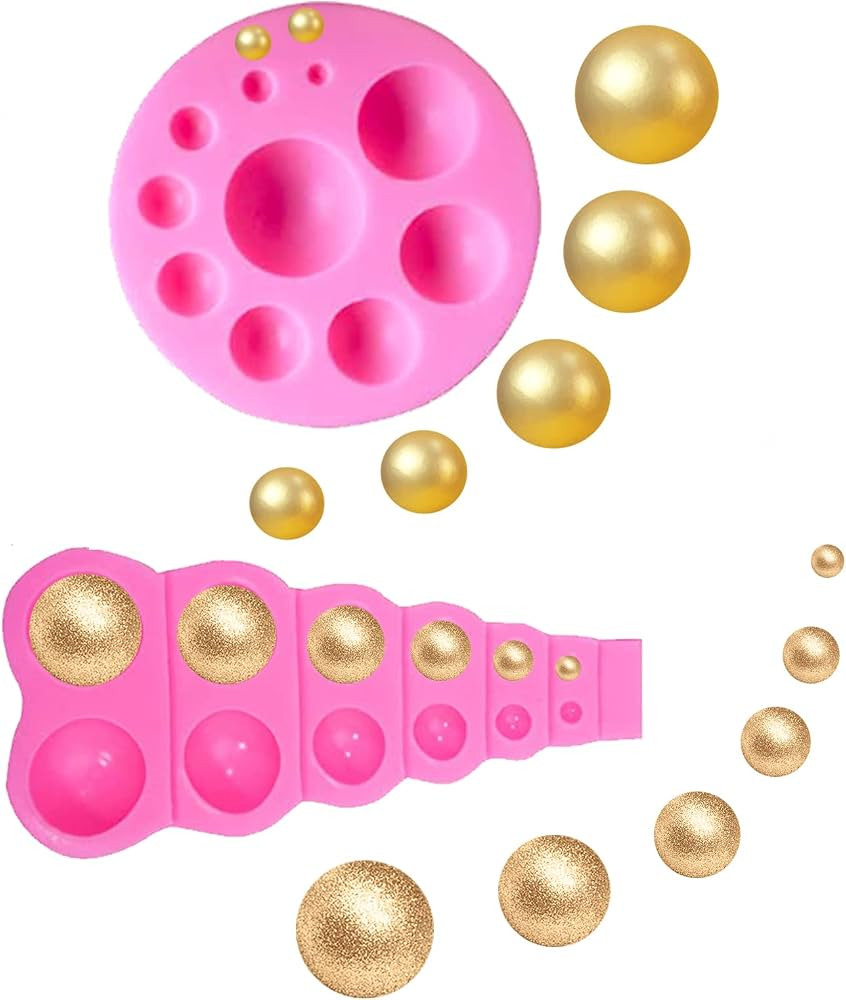 MEMOVAN 3D Pearl Fondant Mold 2pcs Semi Sphere Ball Silicone Chocolate Mold Lollipop Mold Dome Ro... | Amazon (US)