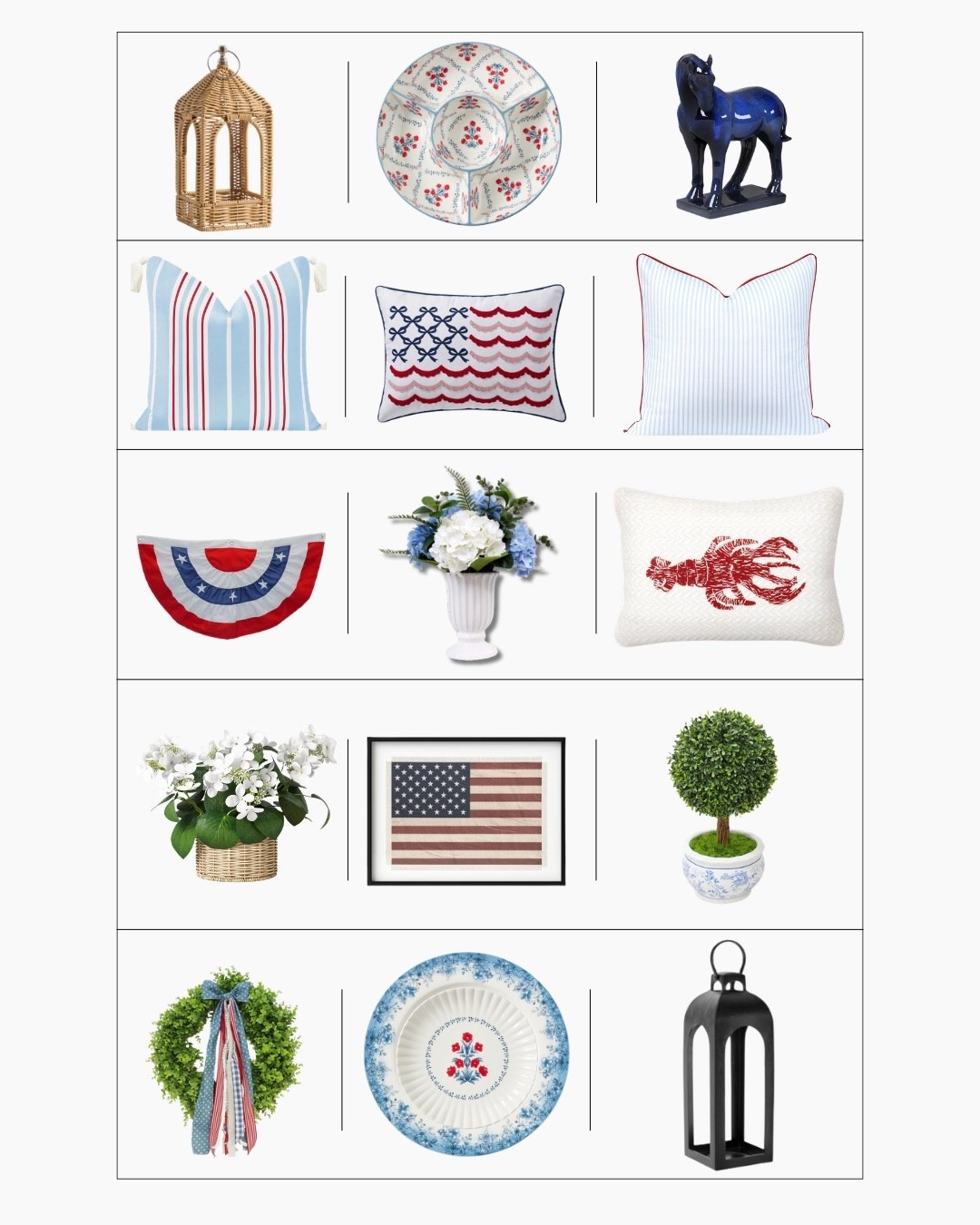 Ralph Lauren asked Nancy Meyers for Summer Americana decor. Flag bunting, lanterns, pillows, lobster, crab, wreaths, flowers, hydrangeas, flag art, plates topiary chinoiserie. Pottery Barn Look on a Target Budget.

#LTKmomlife #LTKHome
