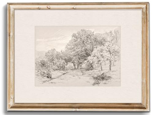 Uniro Neutral Wall Art for Home Decor, Farmhouse Landscape Tree Sketch Drawing Wall Decor, Rustic Nature Canvas Prints Antique Moody Neutral Landscape Oil Painting Vintage Art Pictures for Bedroom Bathroom Decor( 8" x 10"-UNFRAMED) | Amazon (US)