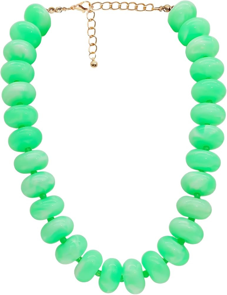 Chunky Beaded Necklace for Women Large Big Bead Choker Necklaces Trendy Boho Bold Statement Beads... | Amazon (US)