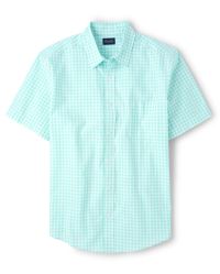 Mens Dad And Me Gingham Poplin Button Down Shirt - mellow aqua | The Children's Place
