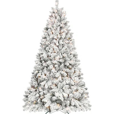 Flocked 7ft Christmas Tree With 500 Ul Lights, 45 Pine , Snowy Branches, 1124 Tips, Hinged Design, Stable Metal Stand - Holiday Display Snow Assembly, | Wayfair North America