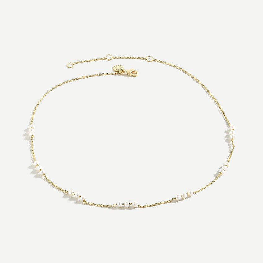 Demi-fine 14k gold-plated dainty necklace with pearls | J. Crew US