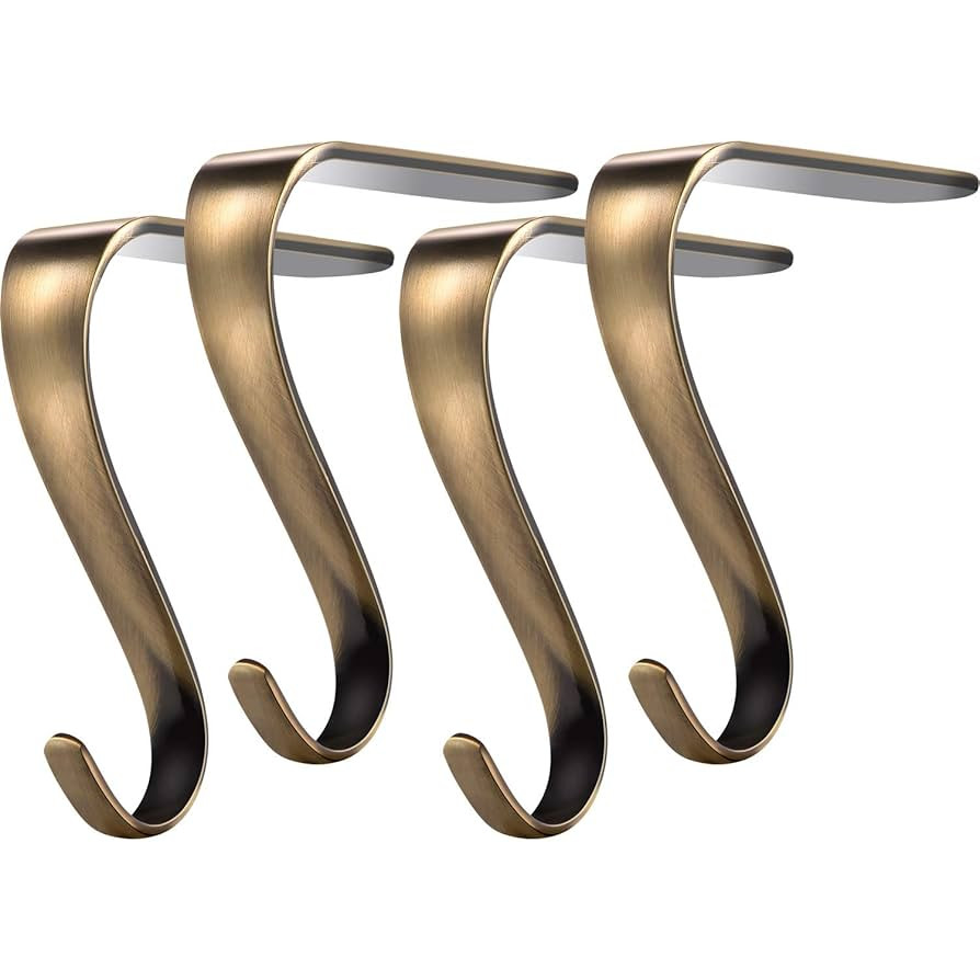 Boao 4 Pcs Christmas Stocking Holders Metal Mantel Stockings Hangers Classic Shelf Heavy Duty Sto... | Amazon (US)