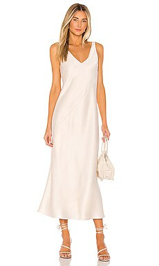 Line & Dot Loulou Satin Dress in Cream from Revolve.com | Revolve Clothing (Global)