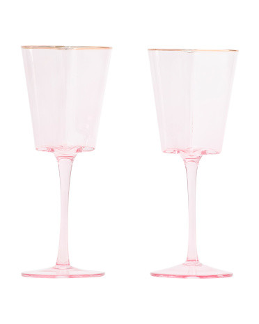 Set Of 2 Heart Glasses With Luster Stem And Gold Rims | TJ Maxx