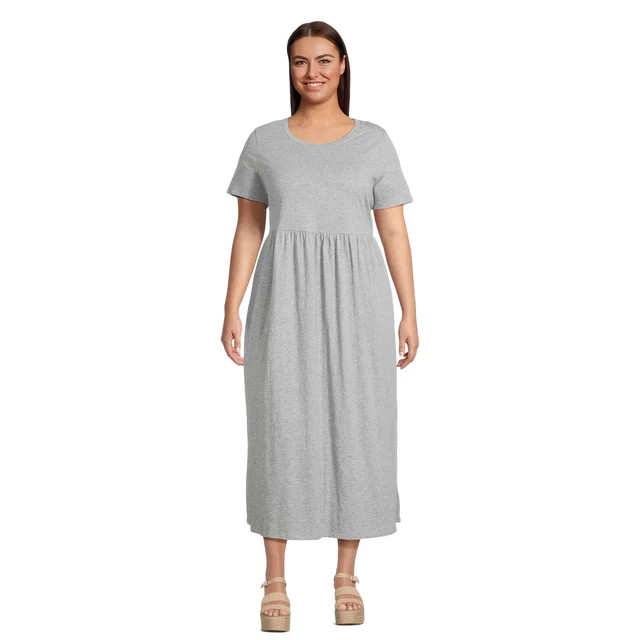 Terra & Sky Women's Plus Size Gathered Waistband Tee Maxi Dress, Sizes 0X-5X | Walmart (US)