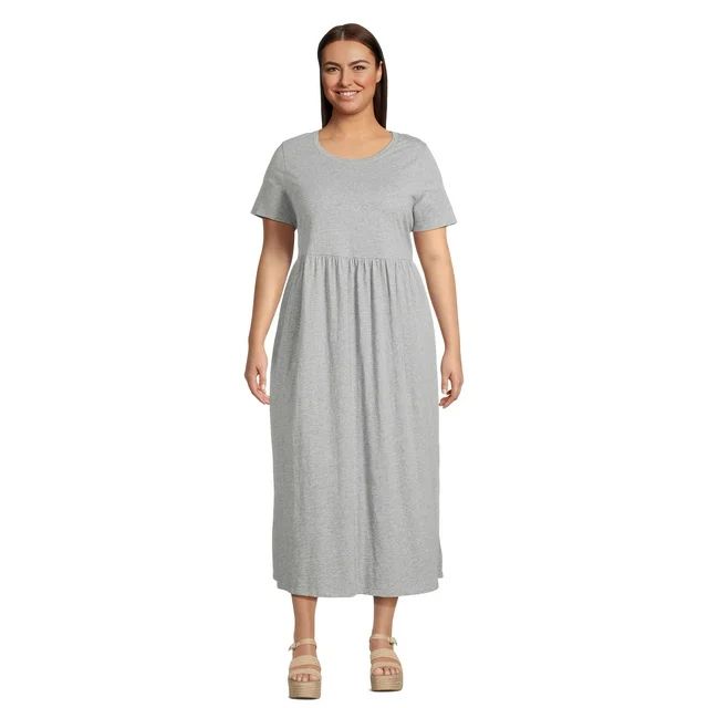 Terra & Sky Women's Plus Size Gathered Waistband Tee Maxi Dress, Sizes 0X-5X | Walmart (US)
