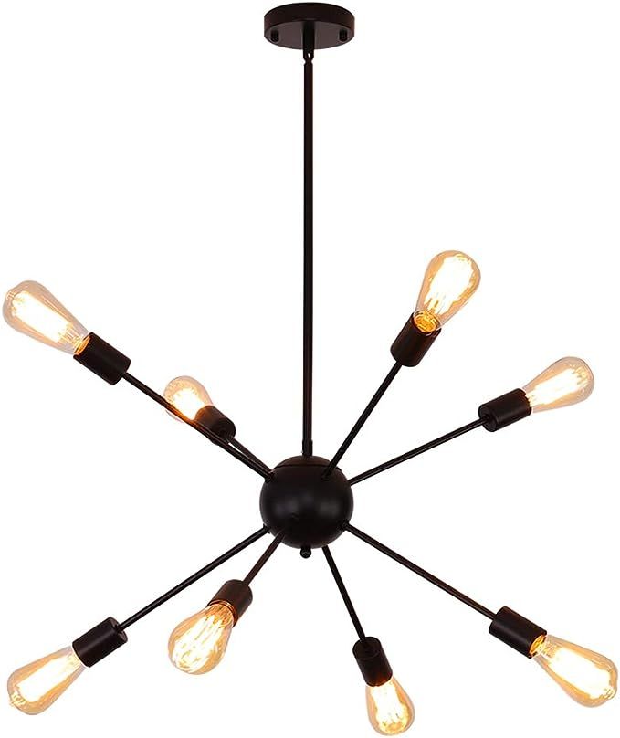Black Light Fixture Sputnik Chandeliers 8 Lights Industrial Pendant Lighting Dining Room Kitchen ... | Amazon (US)