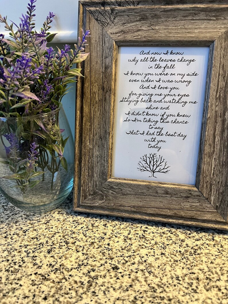 so i'm taking this chance to say i had the best day with you today taylor swift framed lyrics mot... | Etsy (US)