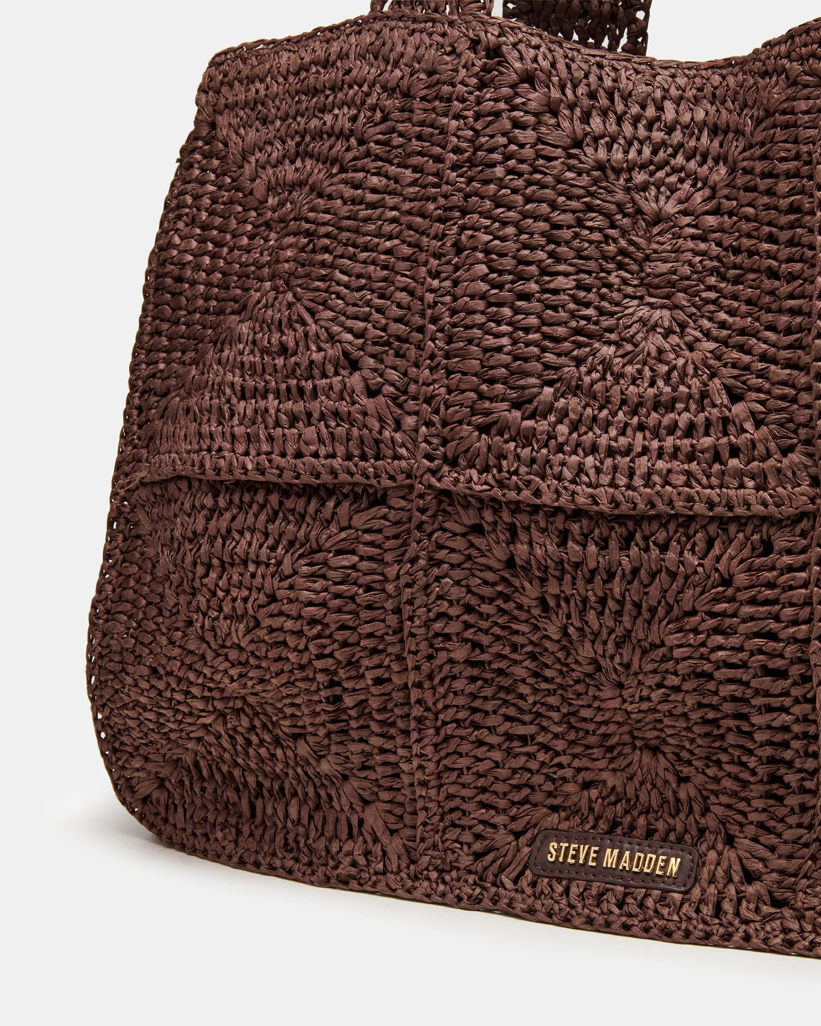 SUNOVA Bag Chocolate Shoulder Strap Straw Tote Handbag | Steve Madden (US)