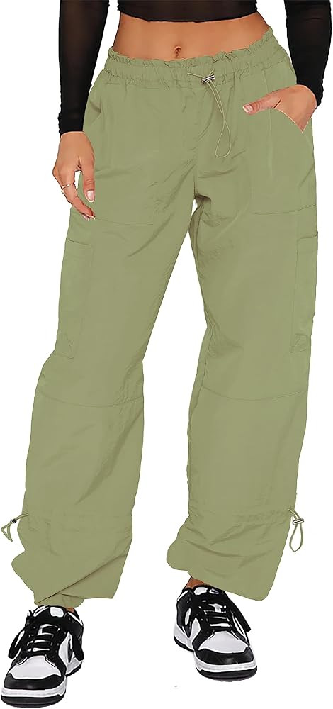 Waitfairy Parachute Pants for Women,Baggy Fit Cargo Pants with Pockets | Amazon (US)