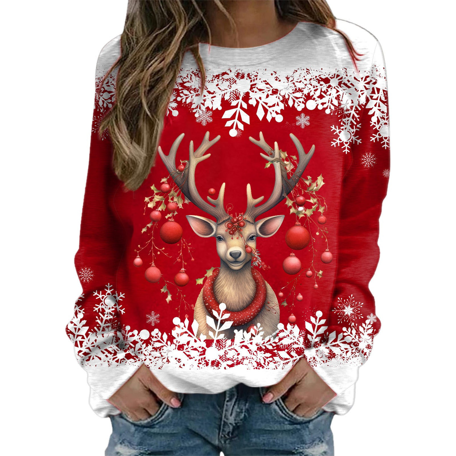 Oversized Sweatshirts For Women S For Christmas Teen Girls Long Sleeve Crewneck Cute Reindeer Gra... | Walmart (US)
