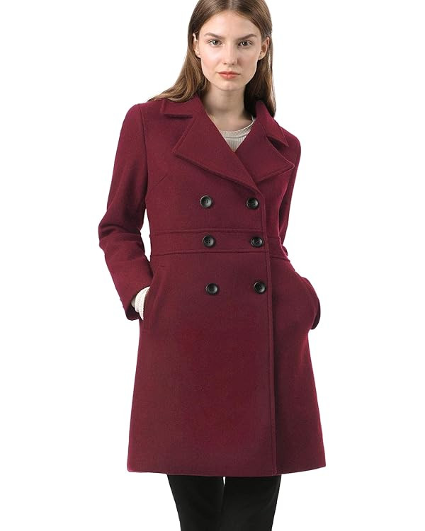 Allegra K Women's 2024 Winter Outerwear Mid-Long Double Breasted Pea Coat | Amazon (US)