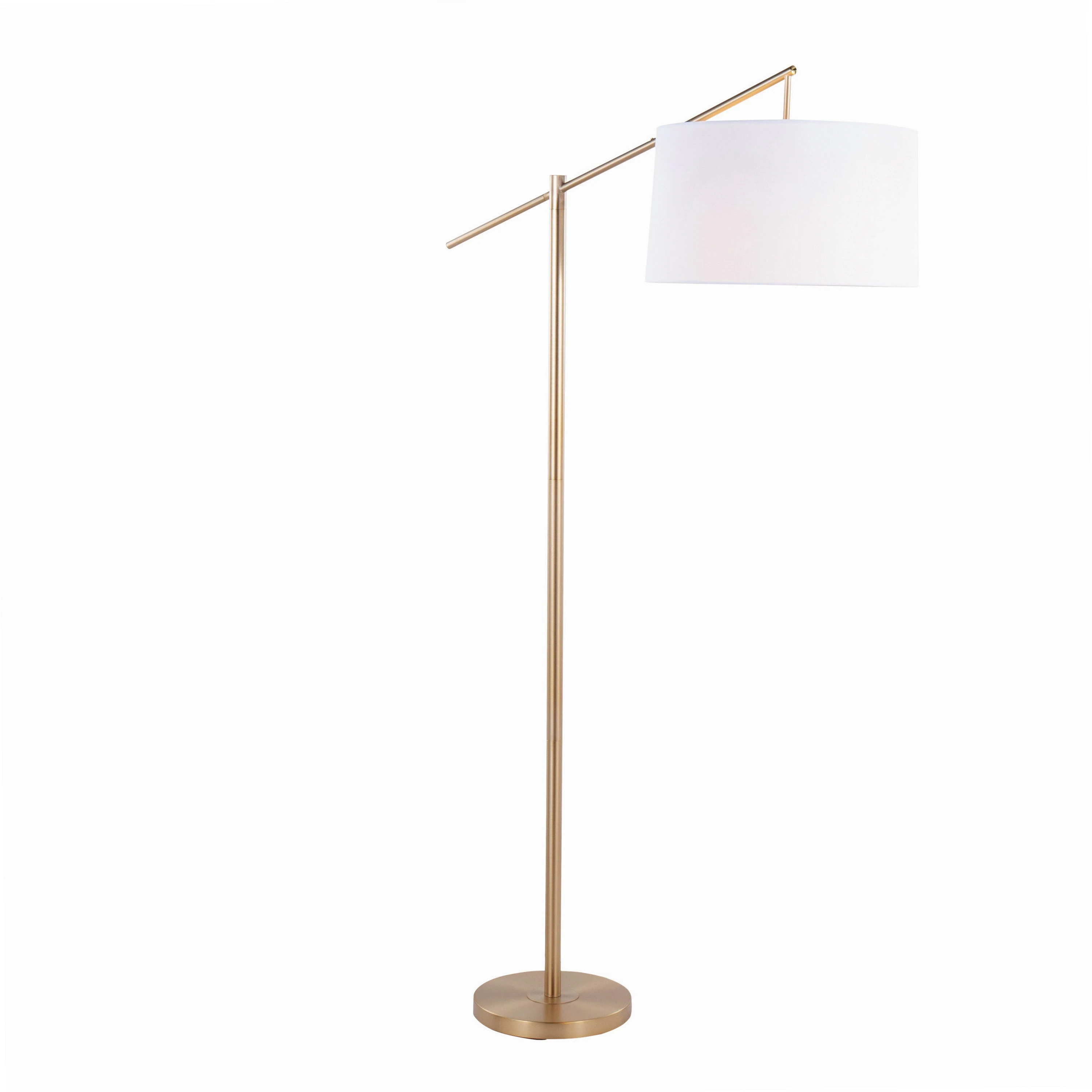 Silver Orchid Kerby 69" Metal Floor Lamp - Gold Plating/Off-White Linen Shade | Overstock