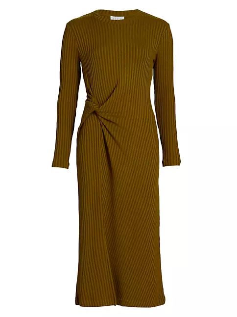 Tanya Taylor Elana Twisted Long-Sleeve Midi-Dress | Saks Fifth Avenue