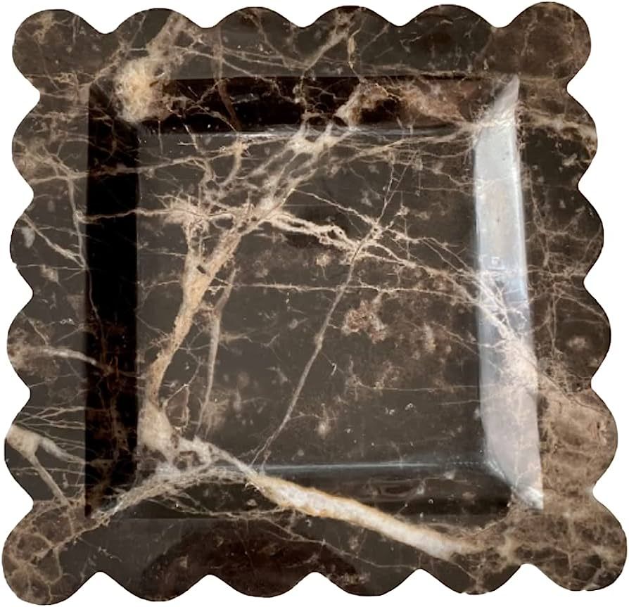 Brown Marble Scalloped Decorative Tray | Amazon (US)