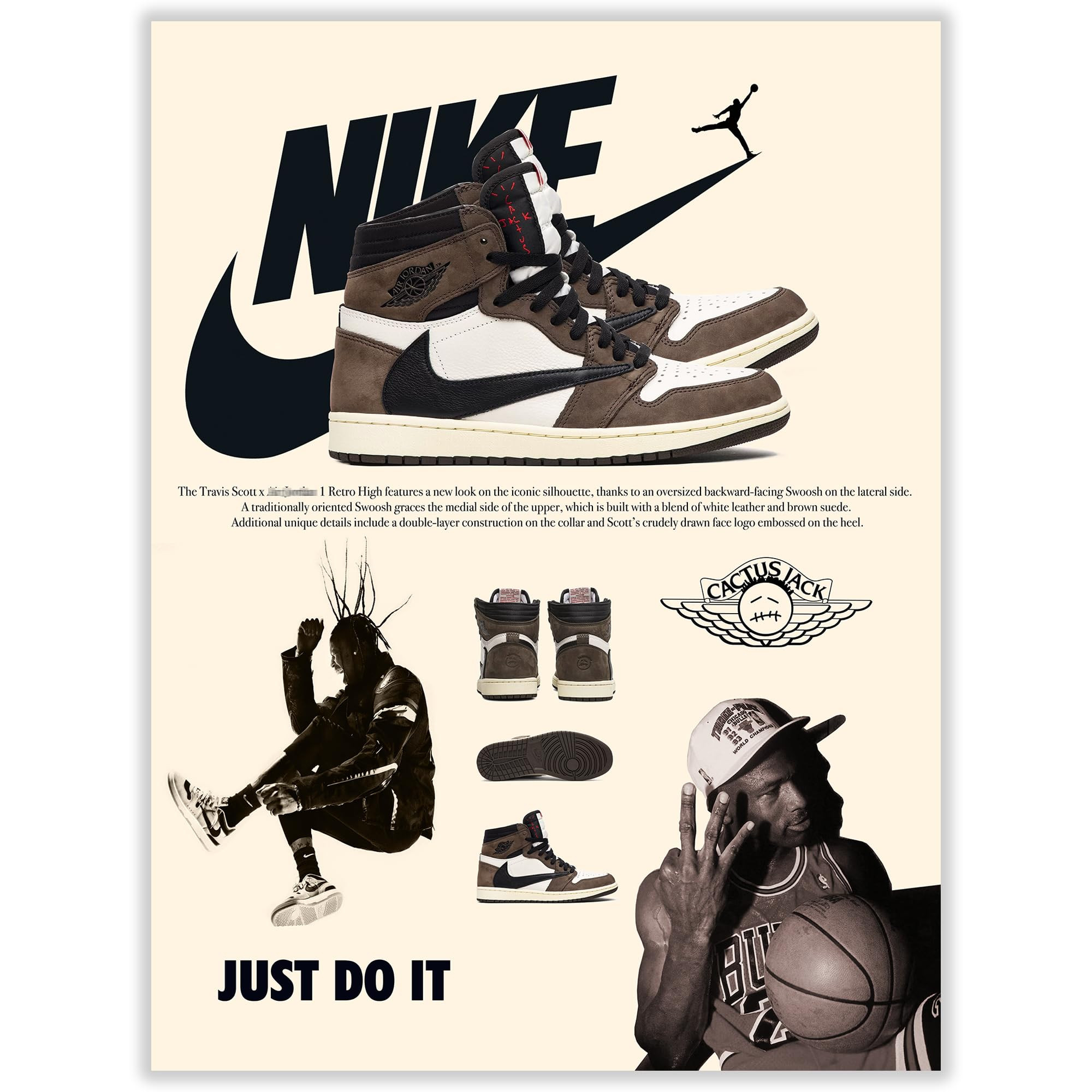 Hypebeast Sneaker Poster Unframed - Shoes Posters for Boys Guys Men Room - AJ-Travis Scott - Wall... | Amazon (US)