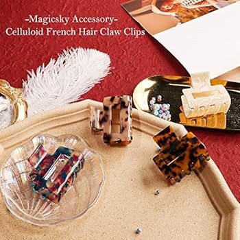 MagicSky 4PCS Hair Claw Clips, Acrylic Hair Banana Barrettes, Celluloid French Butterfly Jaw Clip... | Amazon (US)
