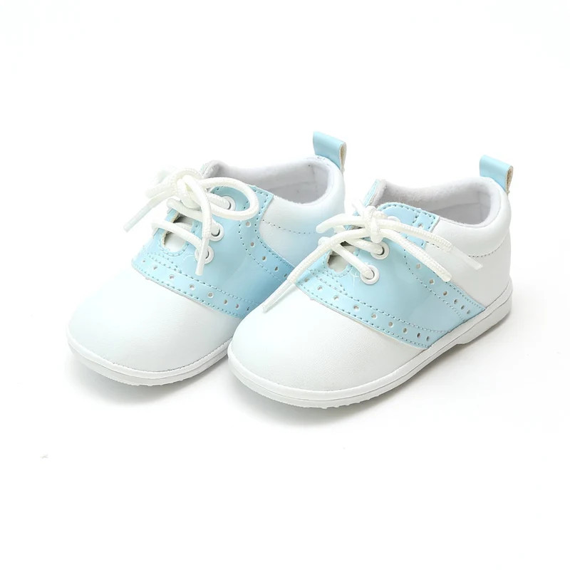 Angel Baby Austin Shoes - White with Sky Blue | The Beaufort Bonnet Company