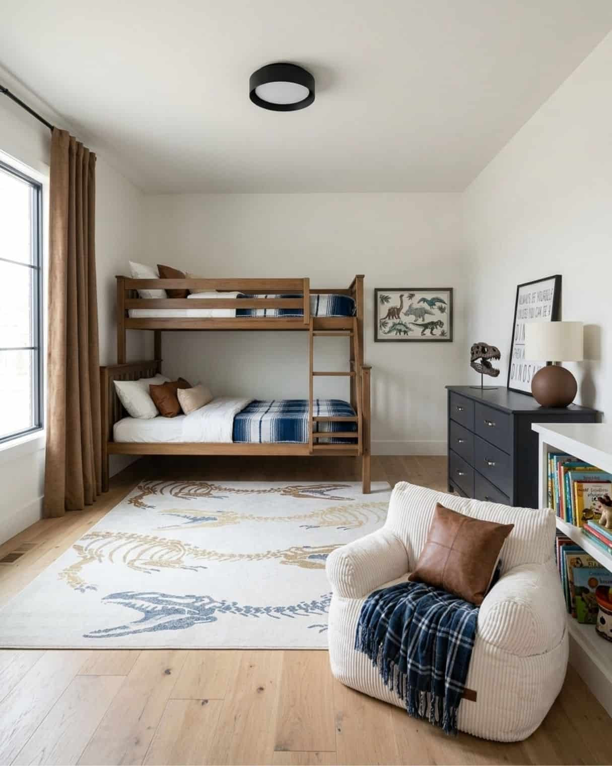 Dinosaur Boys Bunk Bed Room Design With Navy Blue

*Note: This is a digital room mockup showcasing product styling ideas from my room design mood board.

#LTKHome
