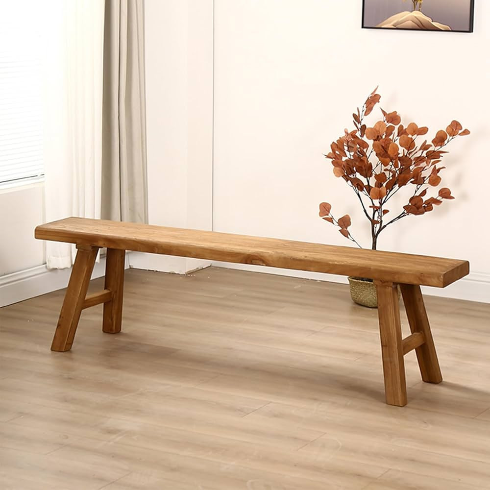 Farmhouse Indoor Wooden Living room Dining Bench, Asian Natural Wood Kitchen Entryway Bench with ... | Amazon (US)
