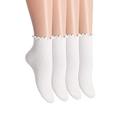 Amazon.com: SRYL Women Ankle Socks Ruffle Turn-Cuff ,Low Cut Socks Knit Cotton Lettuce Dress Sock... | Amazon (US)
