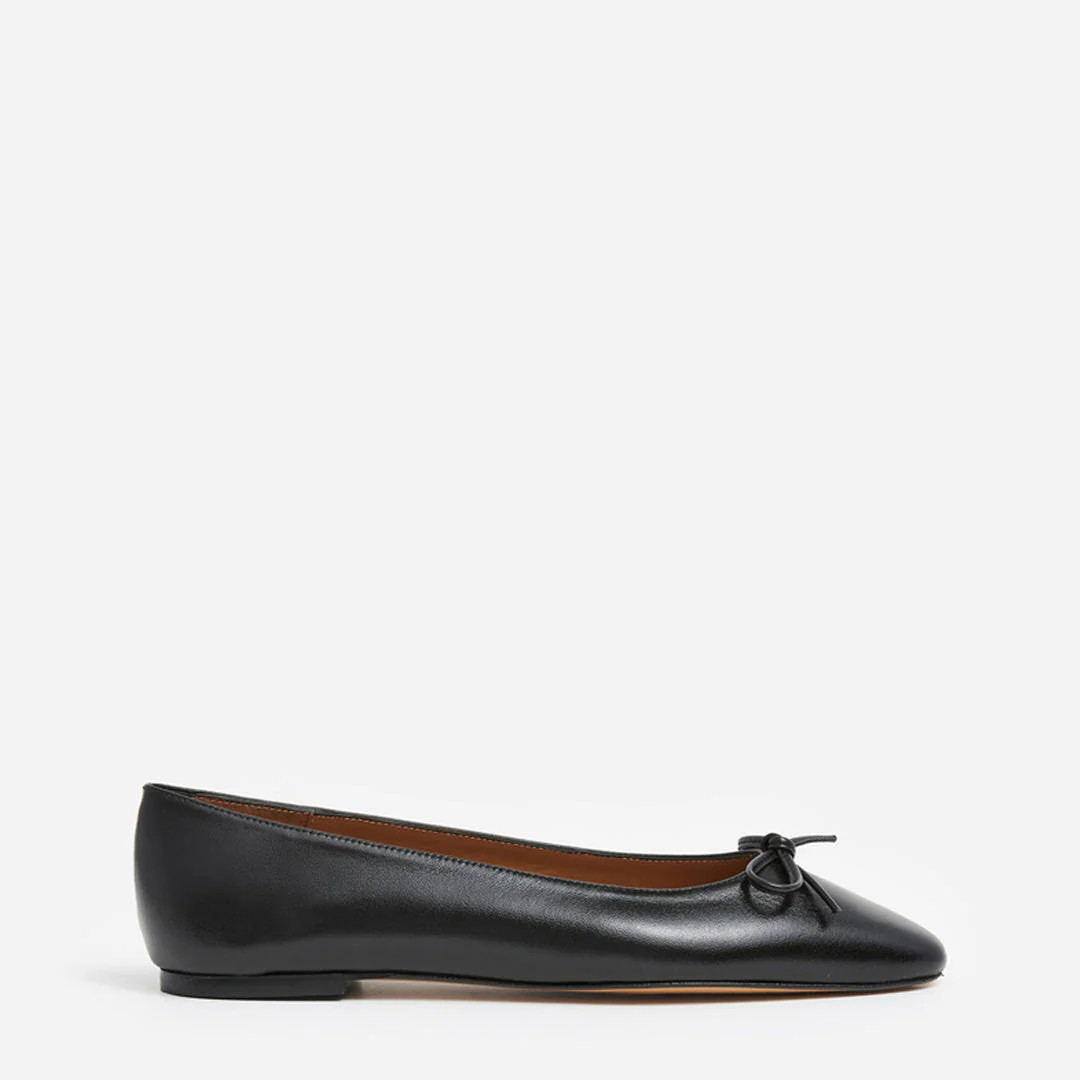 Bodil Leather Black Ballet Flat | Flattered