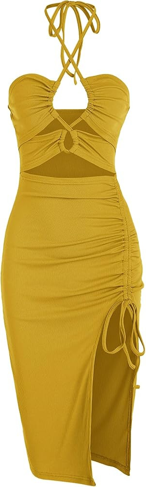 ZAFUL Women's Sleeveless Dress Sexy Midi Halter Dresses Criss Cross Cami Womens Casual Clothes fo... | Amazon (US)