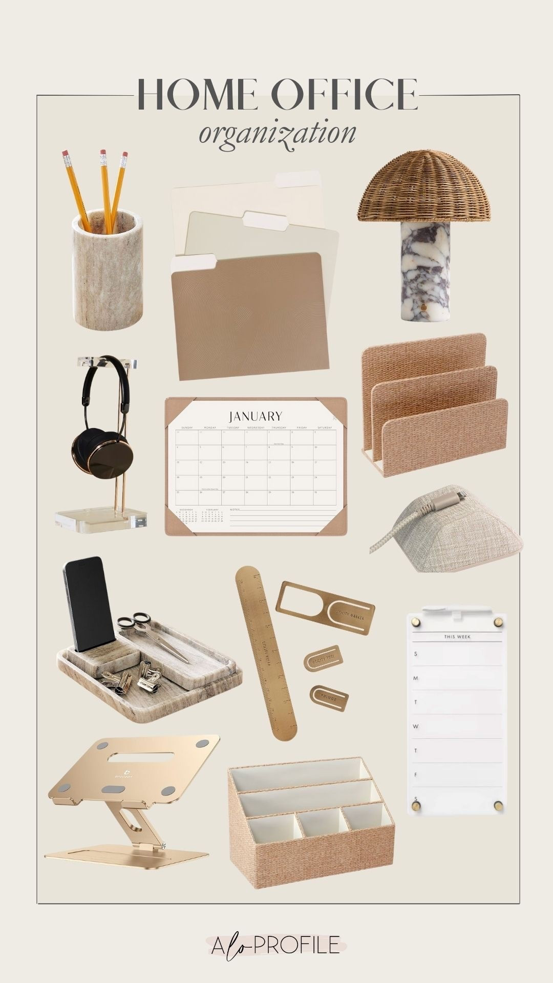 Home Office Organization // home decor, home office, office decor, organization, home office inspo, neutral home office, office decorations, office essentials