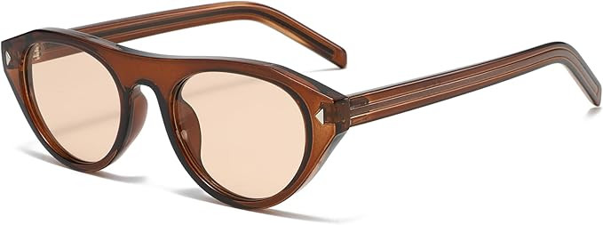Long Keeper Oval Cat Eye Sunglasses for Women Ladies Trendy Small Round Sunglasses Retro Vintage ... | Amazon (UK)