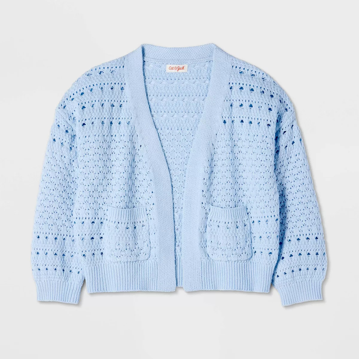 Girls' Pointelle Open Cardigan - Cat & Jack™ Blue M | Target
