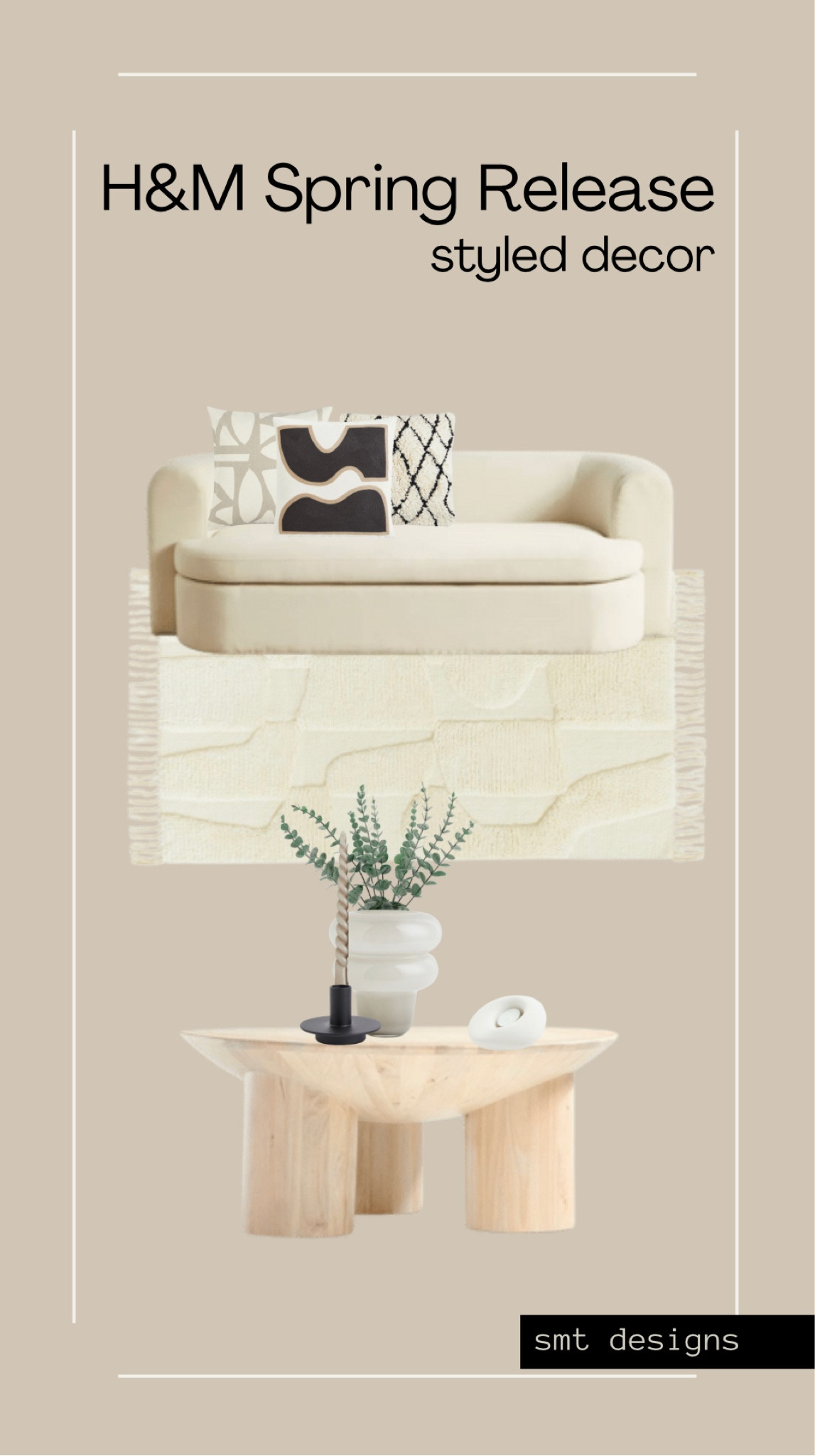 A mini Moodboard featuring affordable home decor from H&Ms new spring collection  

#LTKFind #LTKhome #LTKunder50