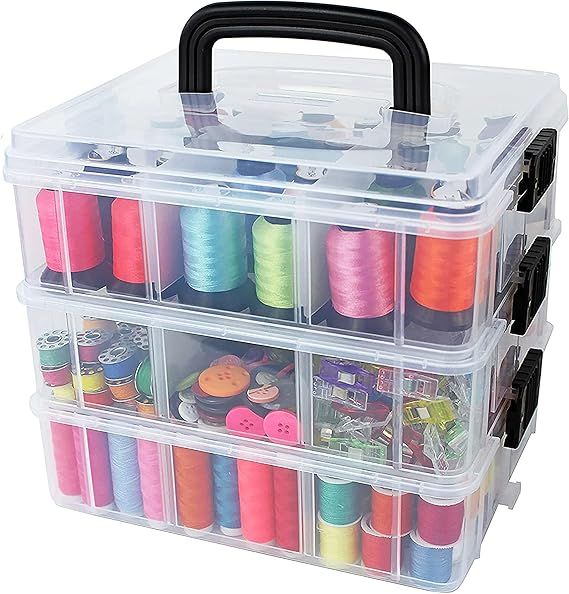 Bins & Things Stackable Storage Container with 18 Adjustable Compartments - Clear - Craft Storage... | Amazon (US)