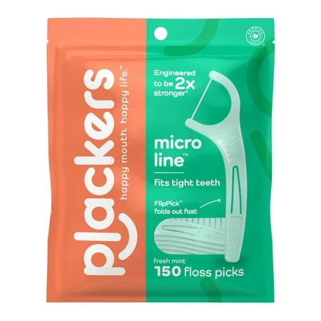 Plackers Micro Line Dental Tuffloss Fold-Out FlipPicks, Fresh Mint, 150 Count | Walmart (US)