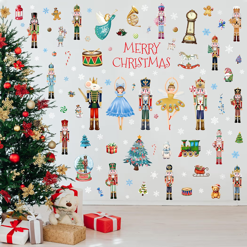 Christmas Nutcracker Wall Stickers Decoration 12 Sheets, Christmas Wall Decals Holiday Nutcracker... | Amazon (US)