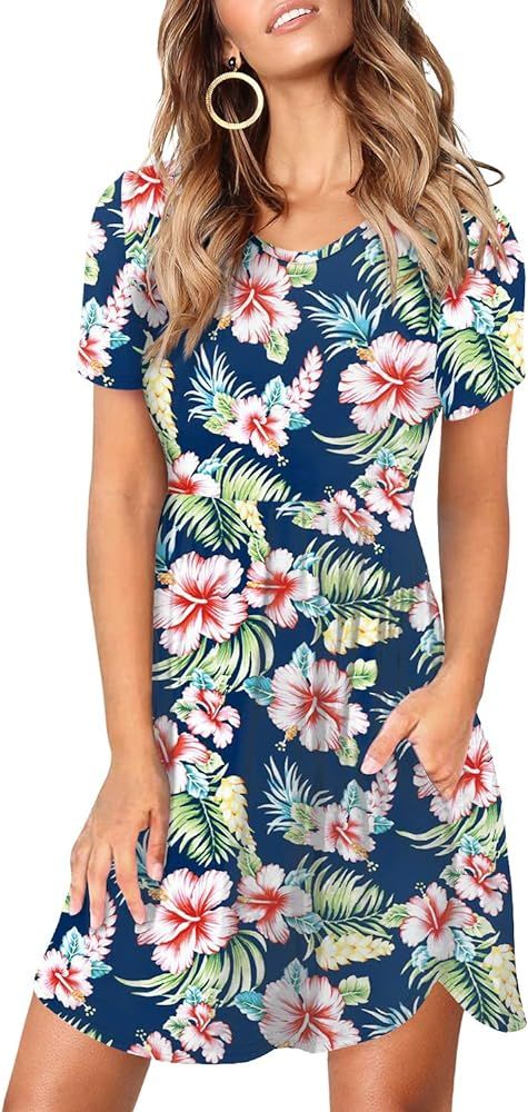 Amoretu Womens Dresses Summer Casual Loose Swing Sundress with Pockets | Amazon (US)