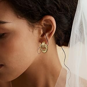 SHERLOVE Trendy Gold Plated Knot Earrings for Women Chunky Statement Drop Dangle Earrings Lightwe... | Amazon (US)