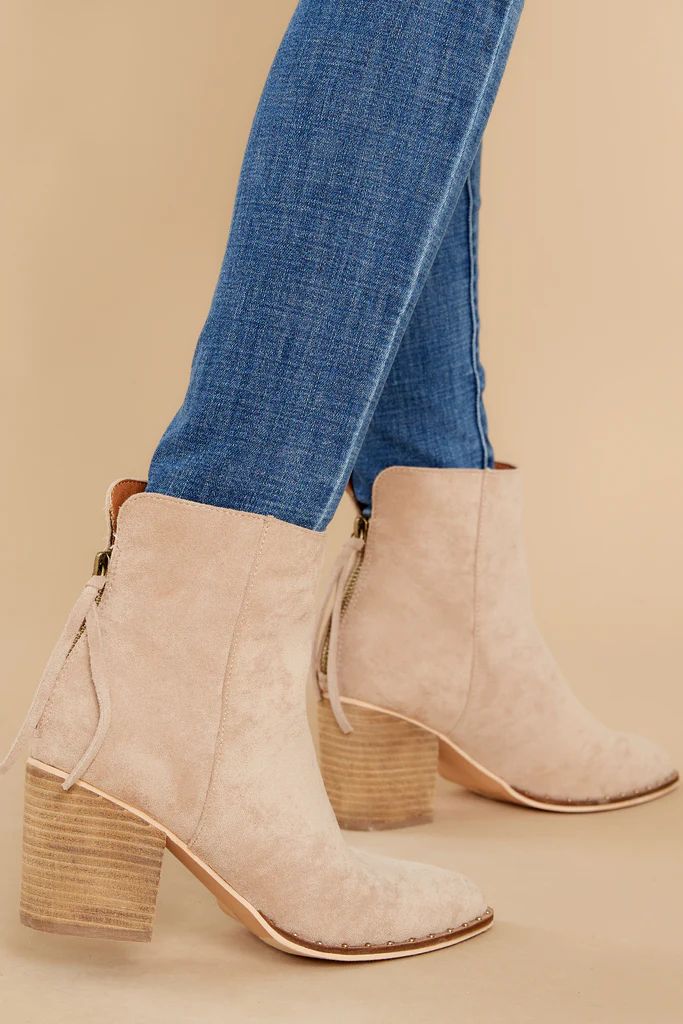 Taking These With Me Light Taupe Ankle Booties | Red Dress 