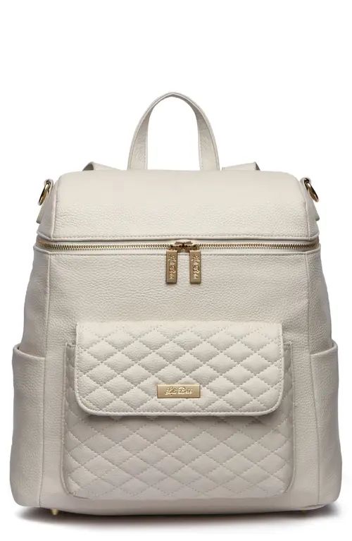 Luli Bebé Monaco Faux Leather Diaper Backpack in Pearl White at Nordstrom | Nordstrom