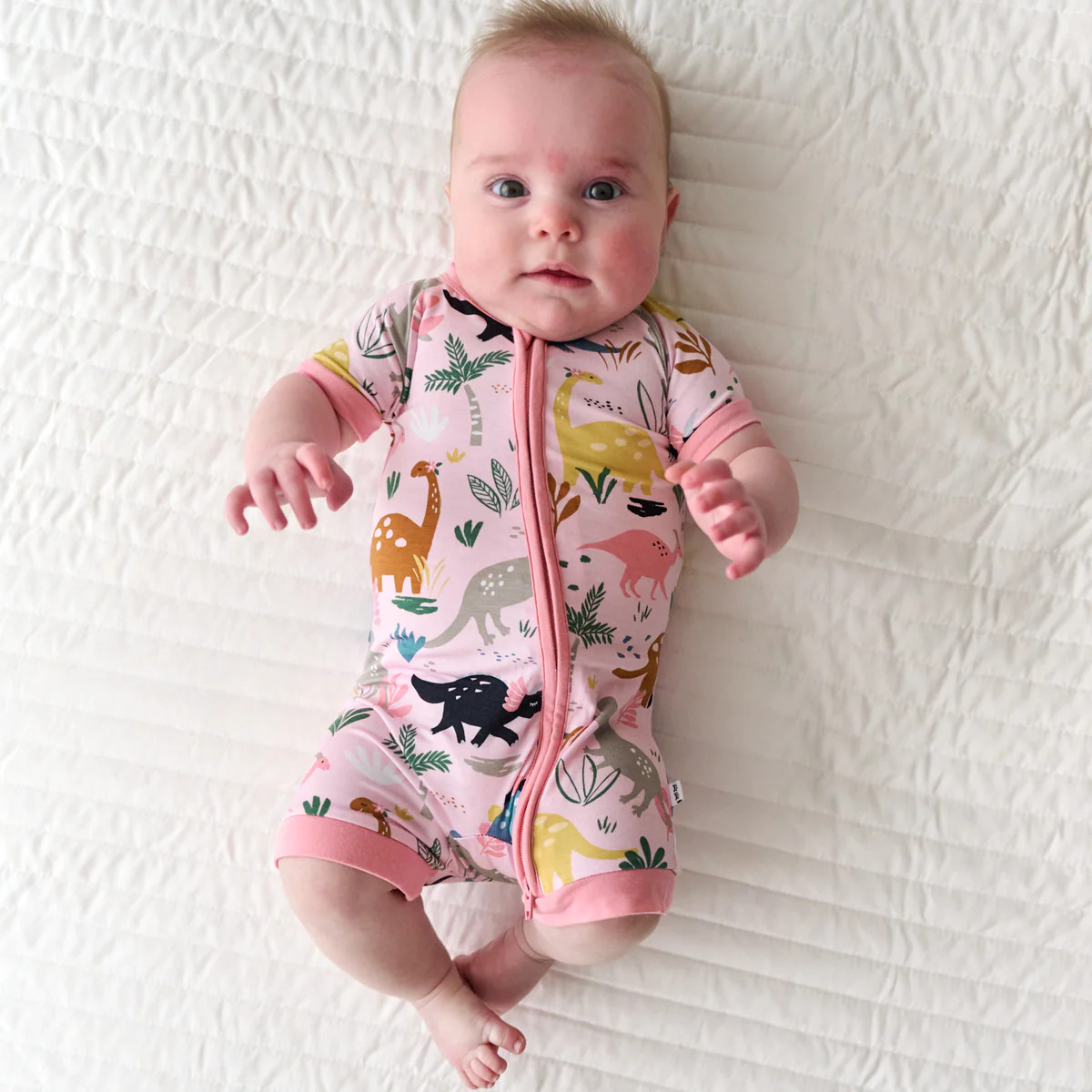 Pink Jurassic Jungle Shorty Zippy | Little Sleepies