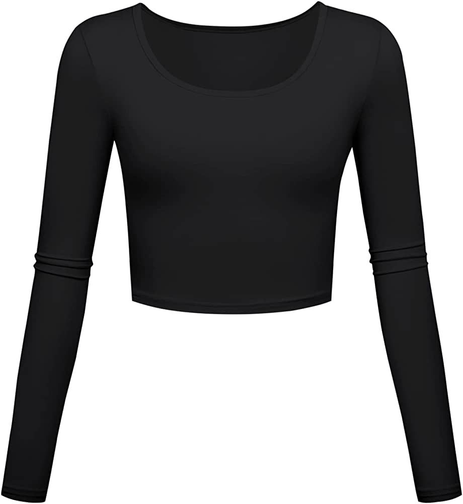 KLOTHO Lightweight Yoga Crop Tops Slim Fit Long Sleeve Workout Shirts for Women | Amazon (US)