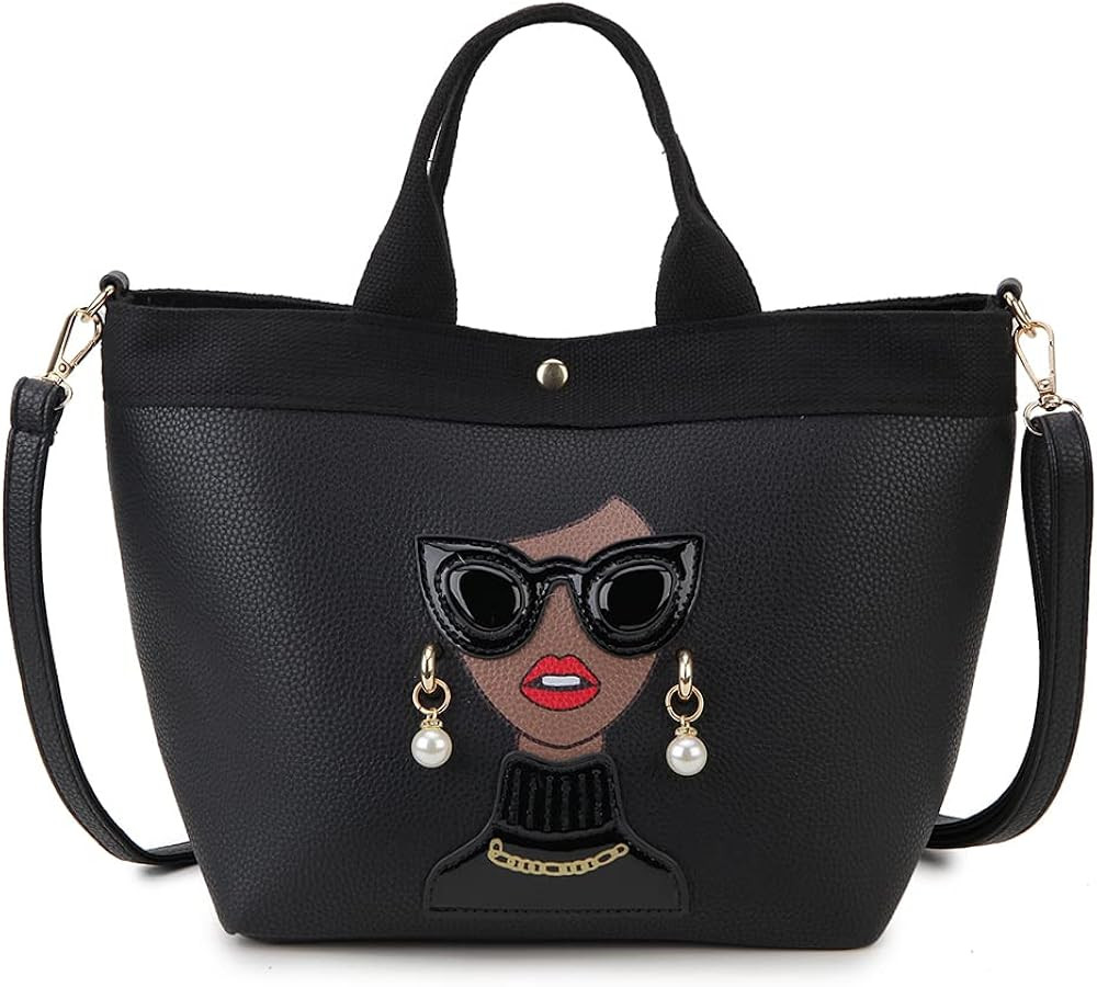 Funky Lady Face Purse for Women Casual Shopping Bag Top Handle Satchel Handbags Pu Leather Should... | Amazon (US)
