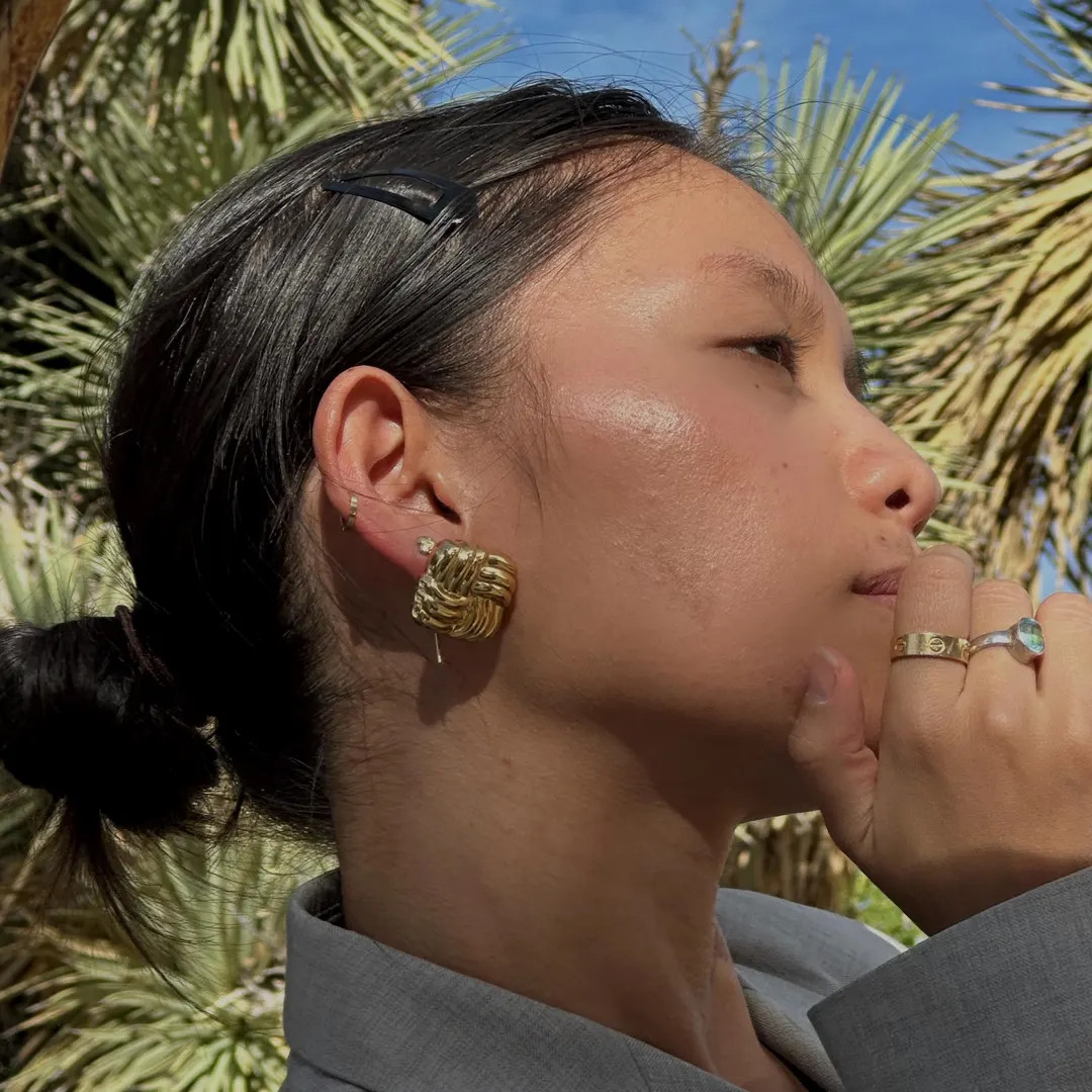 90s Gold Square Earrings, Large Statement Earrings, Vintage Gold Earrings, Modernist Business, Gi... | Etsy (US)