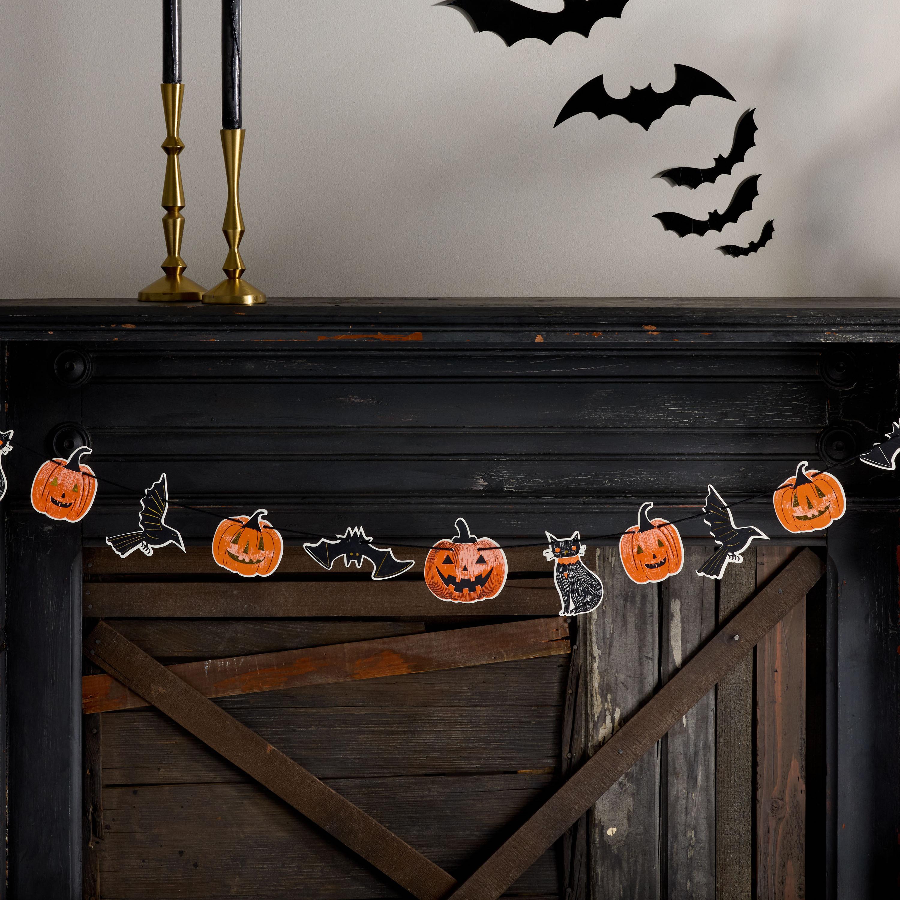 Pumpkin and Cat Handmade Paper Garland | World Market