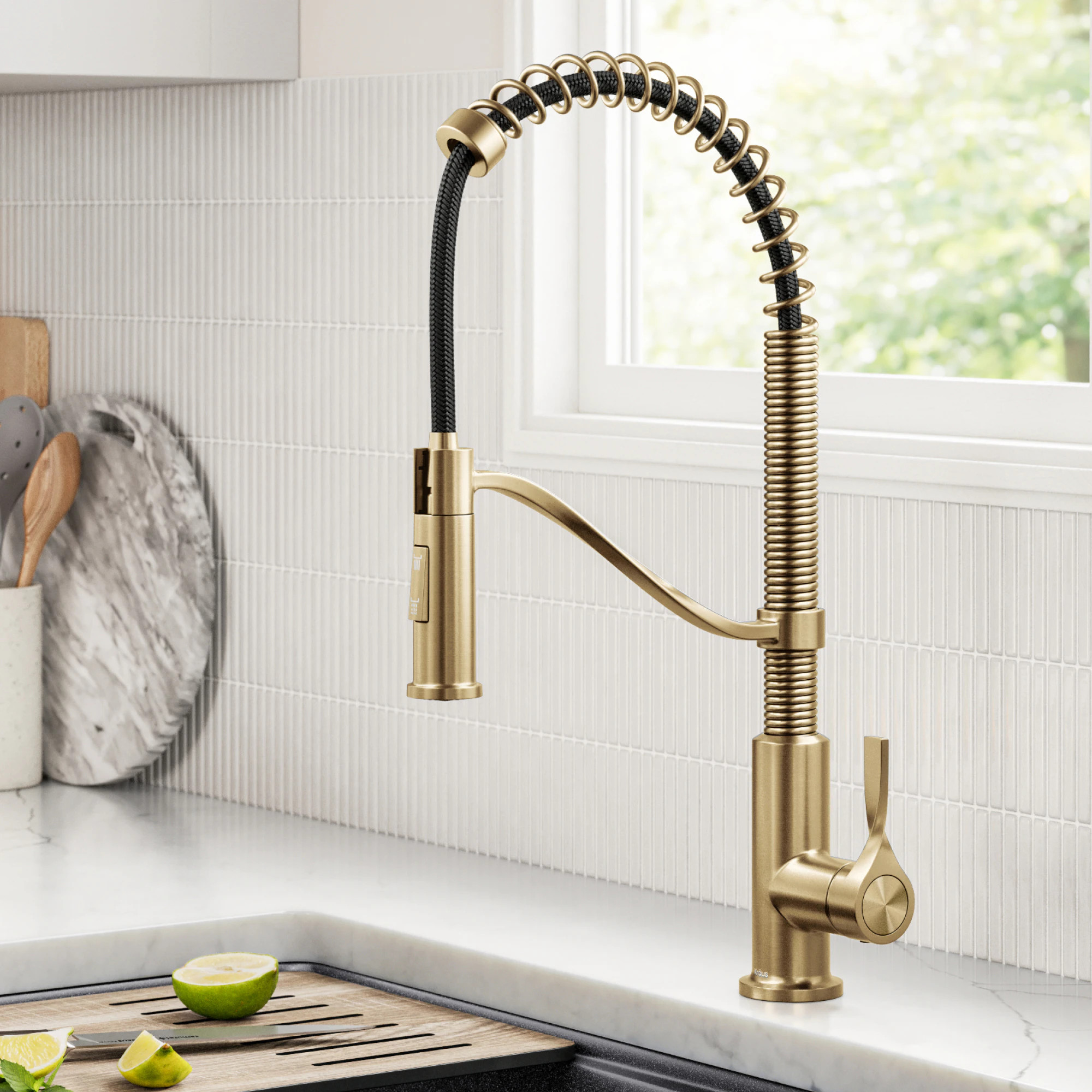 Kraus Torak Spot-Free Brushed Brass Single Handle Deck-mount Pull-down Kitchen Faucet with Sprayer one_size | KPF-2635SFBB | Lowe's