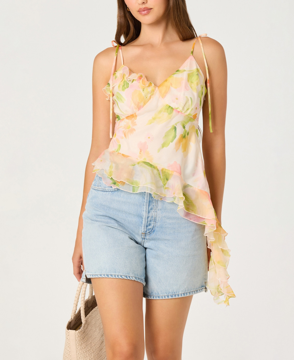 Astr the Label Women's Mejra Sleeveless V-Neck Top - Blush Multi Floral | Macy's